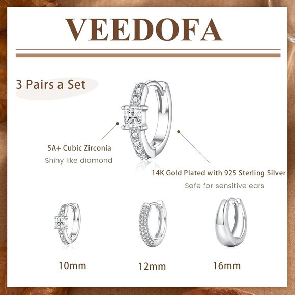 🆕 Women Silver Small Hoop Earrings Trendy Chunky Multiple Piercing Jewelry Gift - Picture 3 of 7